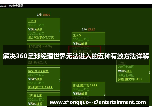 解决360足球经理世界无法进入的五种有效方法详解